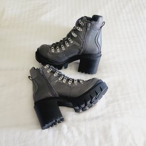 Jeffrey Campbell Gray Chunky Lug Heel Ankle Boots